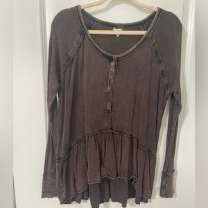 We The Free Brown Long Sleeve Top